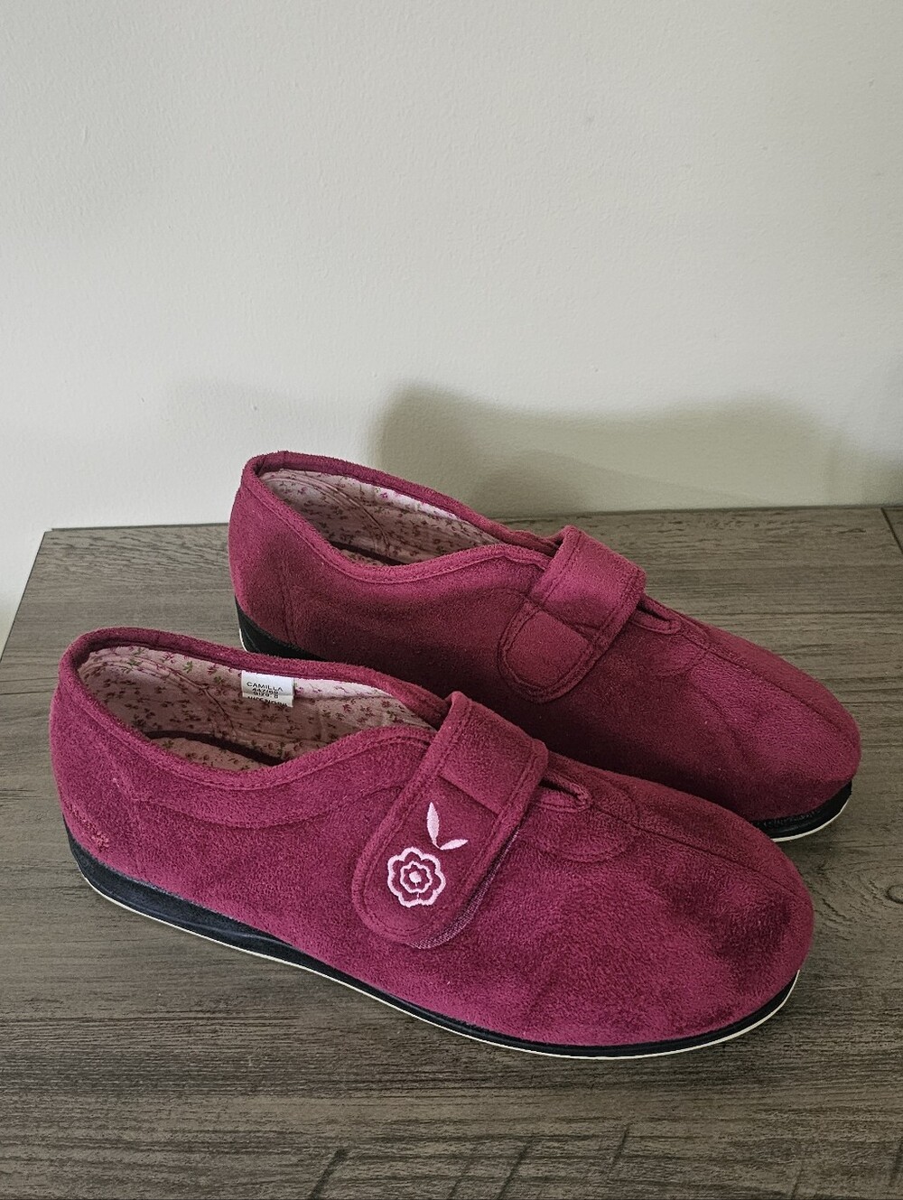 Padders Camilla Extra Wide Fitting Slipper Velour Slip-On Comfort Shoes Floral